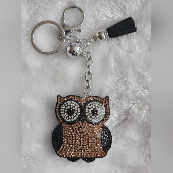Accessories - Sparkling Owl Keychain with Rhinestones Bag Charm